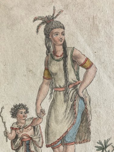 Gravure Portrait  XVIIIe Jacques Grasset 1780 Femme Patagonie Patagonne