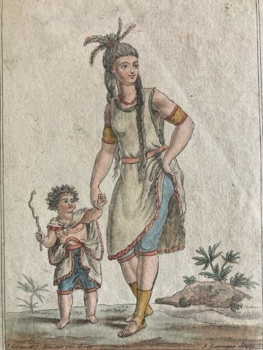 Gravure Portrait  XVIIIe Jacques Grasset 1780 Femme Patagonie Patagonne