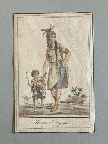 Gravure Portrait  XVIIIe Jacques Grasset 1780 Femme Patagonie Patagonne
