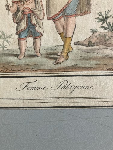 Gravure Portrait  XVIIIe Jacques Grasset 1780 Femme Patagonie Patagonne
