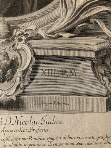 Gravure Portrait  XVIIIe Pape Innocent XIII Jakob Frey 1722 Portrait Religion