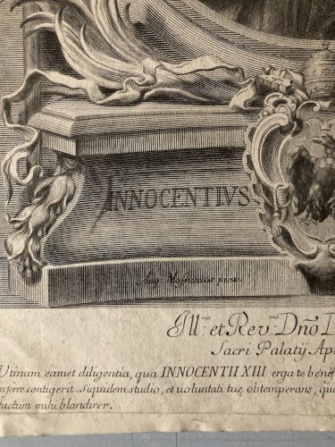 Gravure Portrait  XVIIIe Pape Innocent XIII Jakob Frey 1722 Portrait Religion