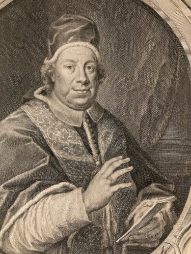 Gravure Portrait  XVIIIe Pape Innocent XIII Jakob Frey 1722 Portrait Religion