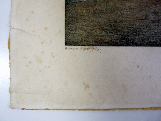 Gravure rehaussée couleurs XIX° FÊTE à MILAN - NAPOLEON d'après Aubry, Ch. Motte