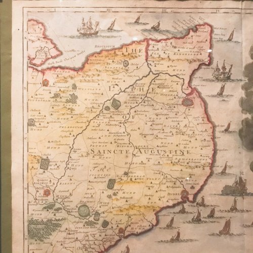 Gravure réhaussée d'une partie des cotes d'AngleterreXIX siècle