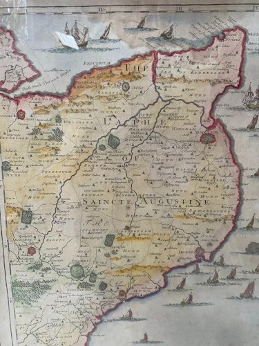 Gravure réhaussée d'une partie des cotes d'AngleterreXIX siècle