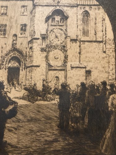 Gravure Rue Animé Tavik Frantisek SIMON Art Estampe Cloitre Sainte Agnes Prague