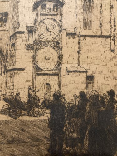 Gravure Rue Animé Tavik Frantisek SIMON Art Estampe Cloitre Sainte Agnes Prague