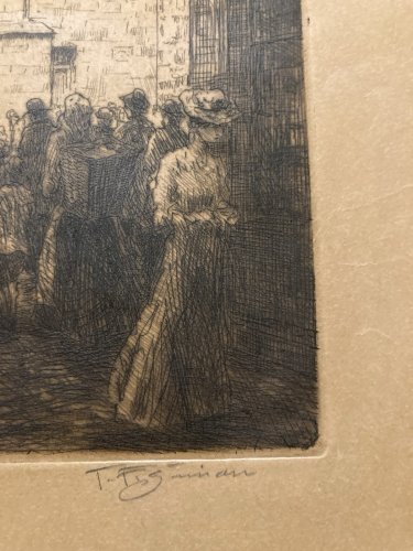 Gravure Rue Animé Tavik Frantisek SIMON Art Estampe Cloitre Sainte Agnes Prague