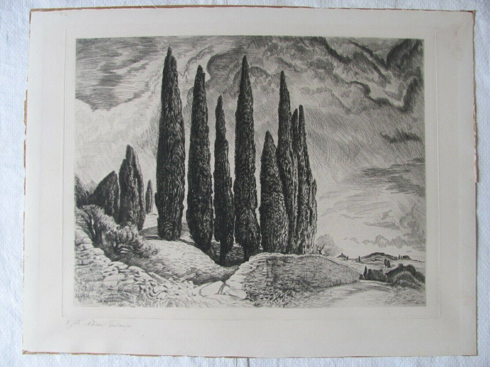 Gravure Signée Valentin Le Campion – Scène D’auberge Mousquetaires, Reproduction Encadrée