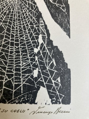 Gravure Silografie Araignée Toile A Identifier Vladimir Bacciu Art 1980