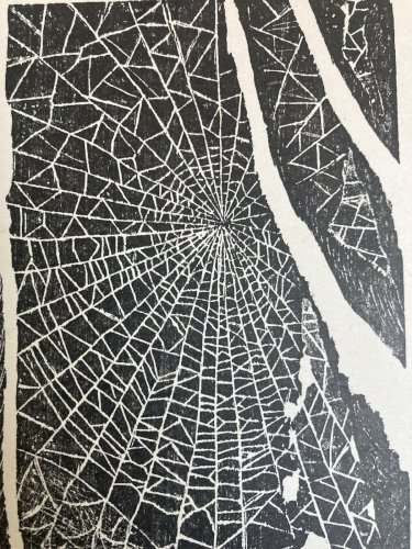 Gravure Silografie Araignée Toile A Identifier Vladimir Bacciu Art 1980