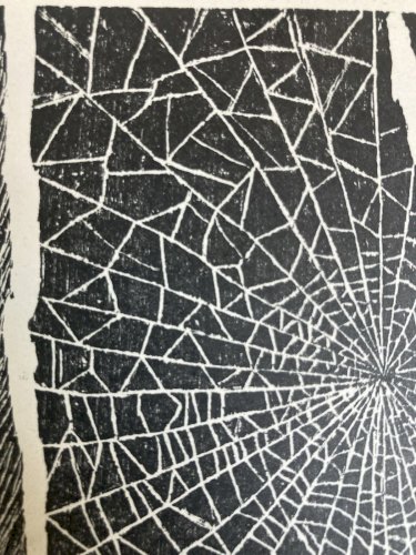 Gravure Silografie Araignée Toile A Identifier Vladimir Bacciu Art 1980