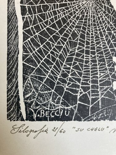 Gravure Silografie Araignée Toile A Identifier Vladimir Bacciu Art 1980