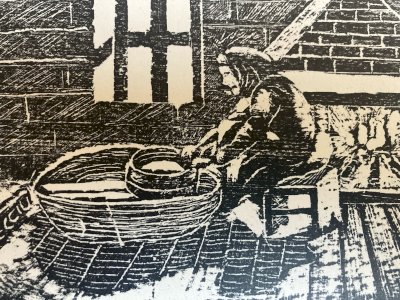 Gravure Silografie Gravure A Identifier Femme Vladimir Bacciu Art 1980