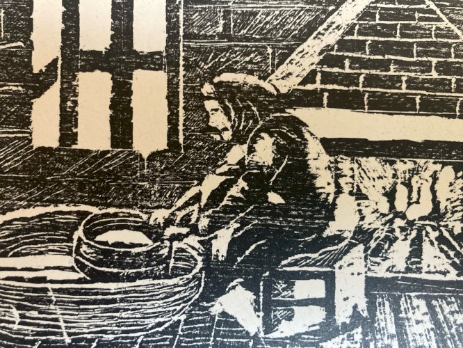 Gravure Silografie Gravure A Identifier Femme Vladimir Bacciu Art 1980