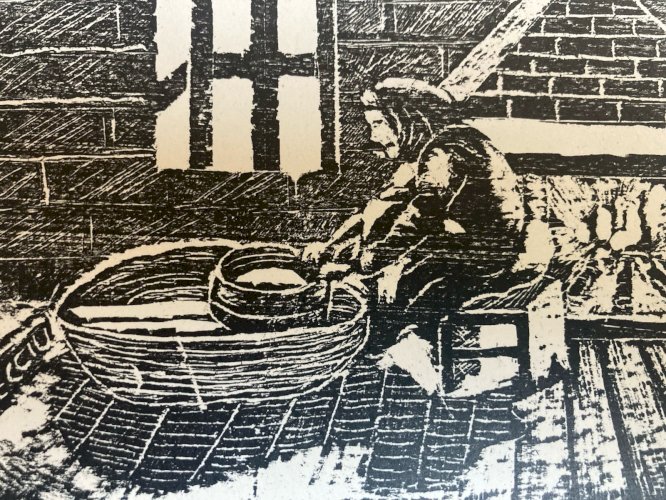 Gravure Silografie Gravure A Identifier Femme Vladimir Bacciu Art 1980