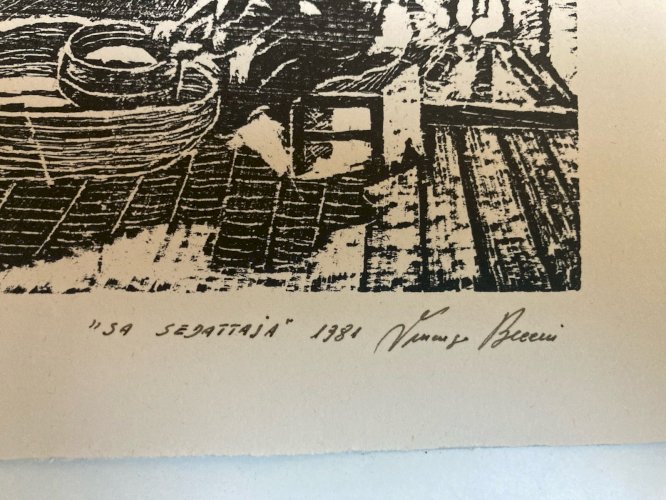 Gravure Silografie Gravure A Identifier Femme Vladimir Bacciu Art 1980