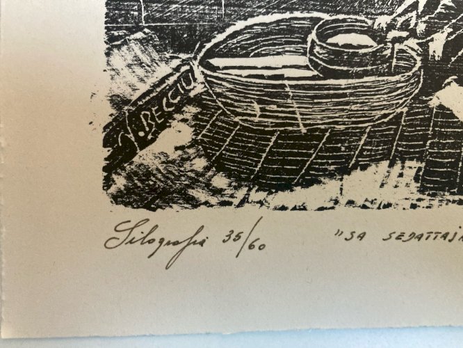 Gravure Silografie Gravure A Identifier Femme Vladimir Bacciu Art 1980