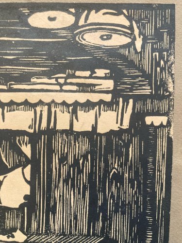 Gravure Sur Bois Encre Etching Maison Chaise Meuble 1930 À Identifier Art XXe