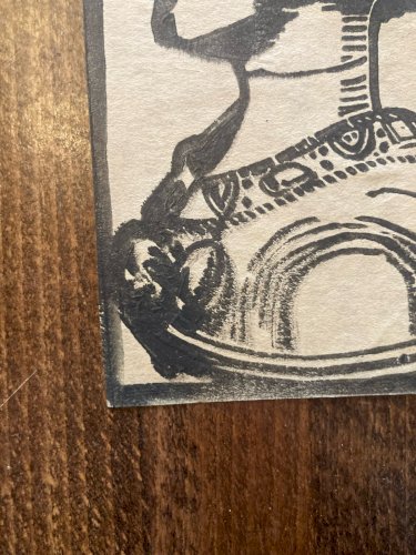 Gravure Sur Bois Encre Etching Portrait Femme Reine 1930 À Identifier Art XXe