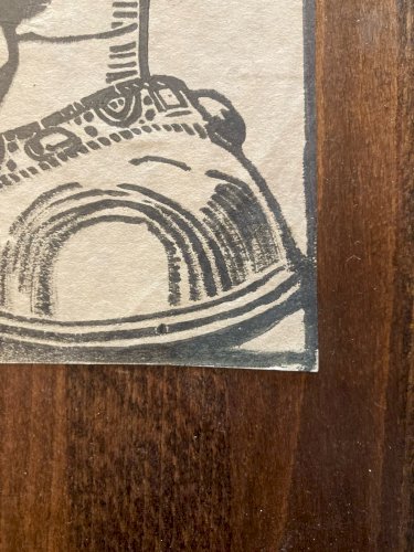 Gravure Sur Bois Encre Etching Portrait Femme Reine 1930 À Identifier Art XXe