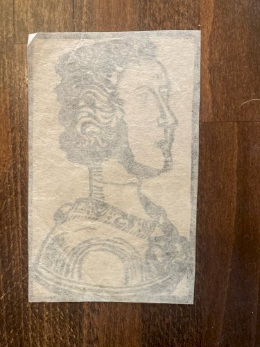 Gravure Sur Bois Encre Etching Portrait Femme Reine 1930 À Identifier Art XXe