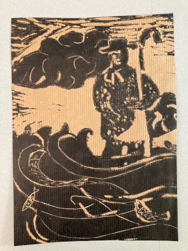 Gravure Sur Bois Encre Sur Papier École Des x Art Angoulême 1980 Mer