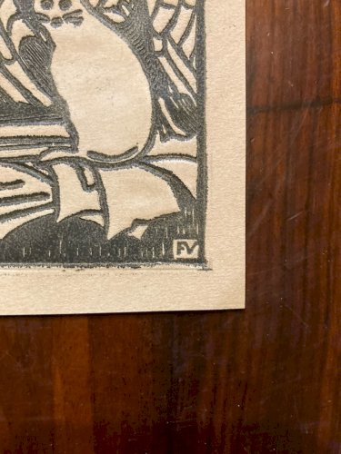 Gravure Sur Bois Félix VALLOTTON Ex Libris Joly Chats Et Livres Ancien Art