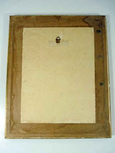 Gravure sur bois noir et blanc FEMME AU PANIER DE FRUITS signée P. Fruhauf cadre