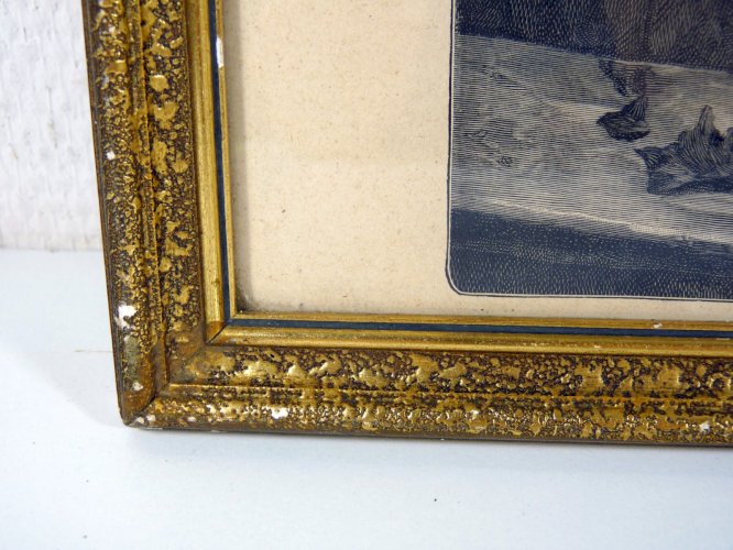 Gravure sur bois noir et blanc FEMME AU PANIER DE FRUITS signée P. Fruhauf cadre