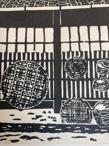 Gravure Sur Bois Noir Et Blanc Japon  Signé Art À Identifier Signé XXe