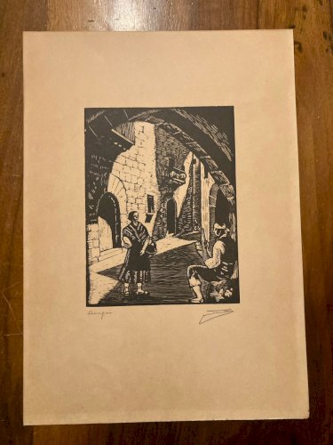 Gravure Sur Bois Papier Juan CASTELLS MARTI Aragon Espagne Art Ancien XXe