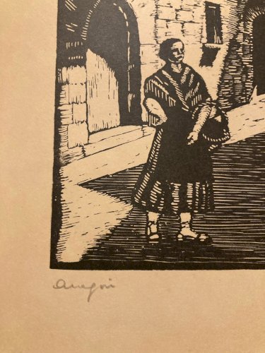 Gravure Sur Bois Papier Juan CASTELLS MARTI Aragon Espagne Art Ancien XXe