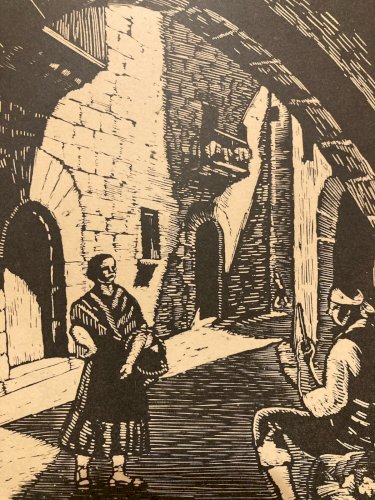 Gravure Sur Bois Papier Juan CASTELLS MARTI Aragon Espagne Art Ancien XXe