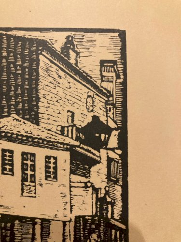 Gravure Sur Bois Papier Juan CASTELLS MARTI Galice Espagne Art Ancien XXe