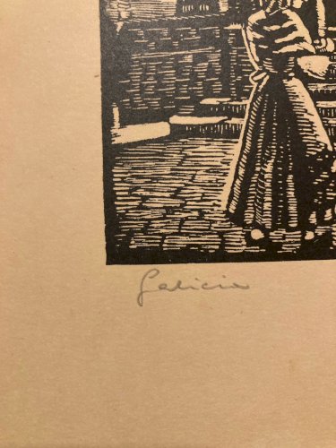 Gravure Sur Bois Papier Juan CASTELLS MARTI Galice Espagne Art Ancien XXe