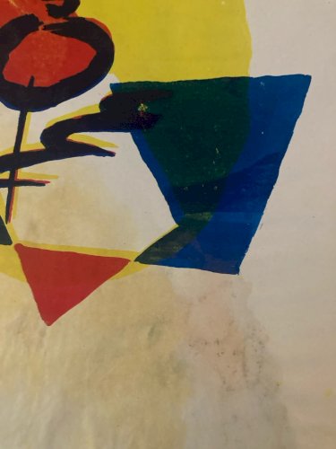 , gravure sur papier abstrait, abstraction à identifier  1980 Art