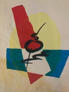 , gravure sur papier abstrait, abstraction à identifier Art  1980