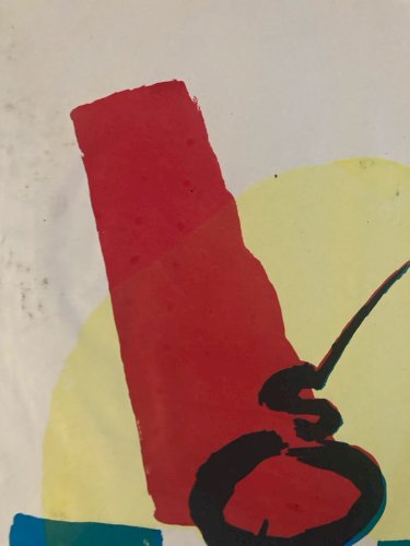 , gravure sur papier abstrait, abstraction à identifier Art  1980
