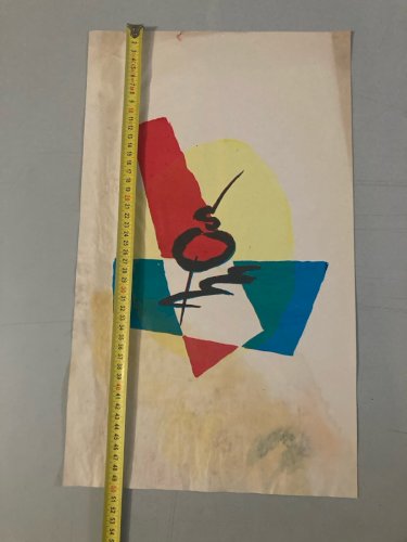 , gravure sur papier abstrait, abstraction à identifier Art  1980