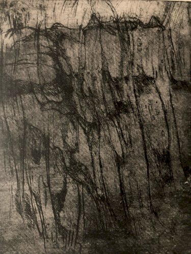 , gravure sur papier abstrait, abstraction à identifier Cube 1960 Art