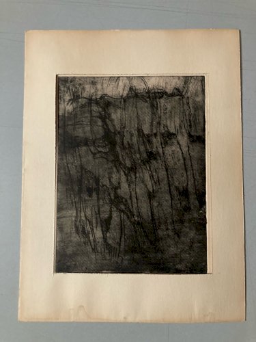 , gravure sur papier abstrait, abstraction à identifier Cube 1960 Art