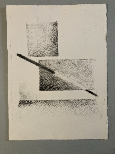 , gravure sur papier abstrait, abstraction à identifier Cube 1970 Art