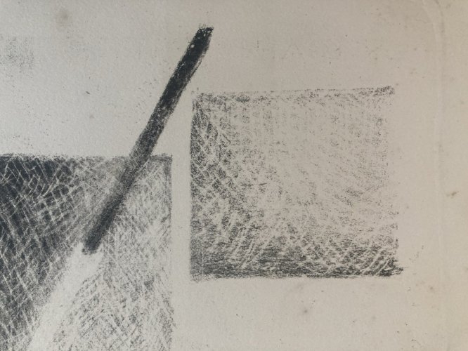 , gravure sur papier abstrait, abstraction à identifier Cube Art 1970