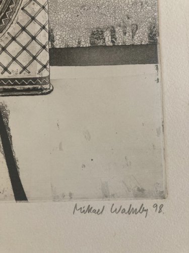 gravure Surréaliste Papier Signé 1998 Art Surréalisme mikael wahrby