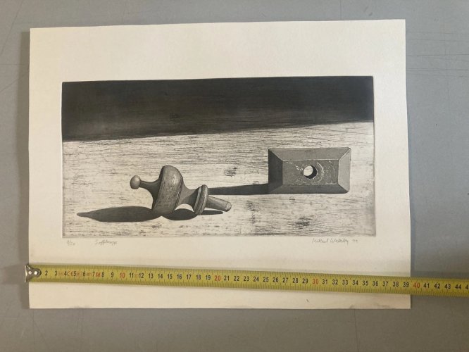 gravure Surréaliste Scandinave Papier Signé 1998 Art Surréalisme mikael wahrby