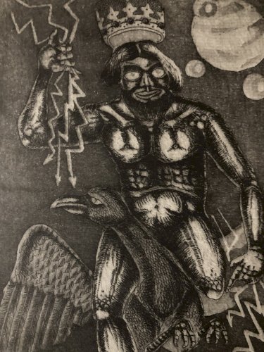 gravure Surréaliste Signé 1980 Surréalisme XXe Jupiter Zeus Leda Et Le Cygne