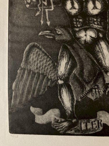 gravure Surréaliste Signé 1980 Surréalisme XXe Jupiter Zeus Leda Et Le Cygne