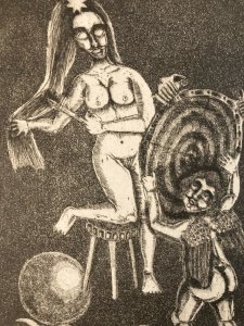 gravure Surréaliste Signé A Identifier 1980 Surréalisme XXe Femme Art